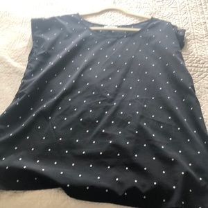 Black & white polka dot sleeveless blouse